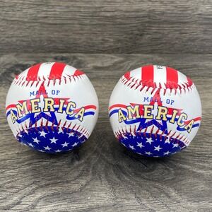 Mall of America Souvenir Baseball Set (2) Red White Blue Patriotic 2pc